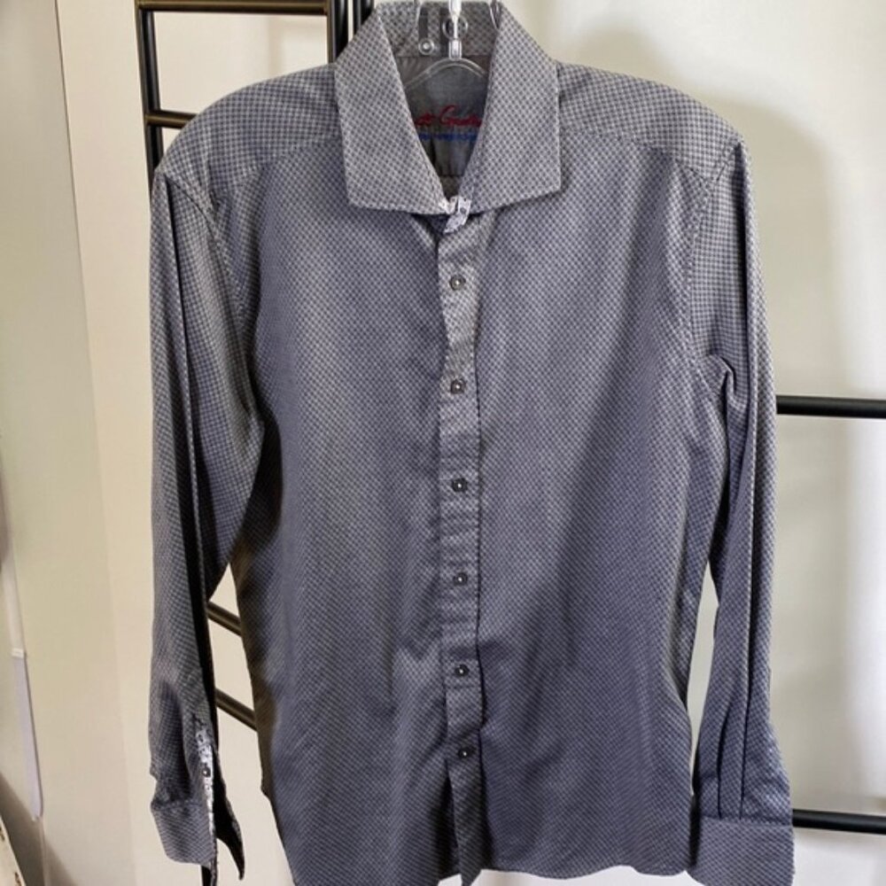 ROBERT GRAHAM black grey dress casual buttondown  shirt M